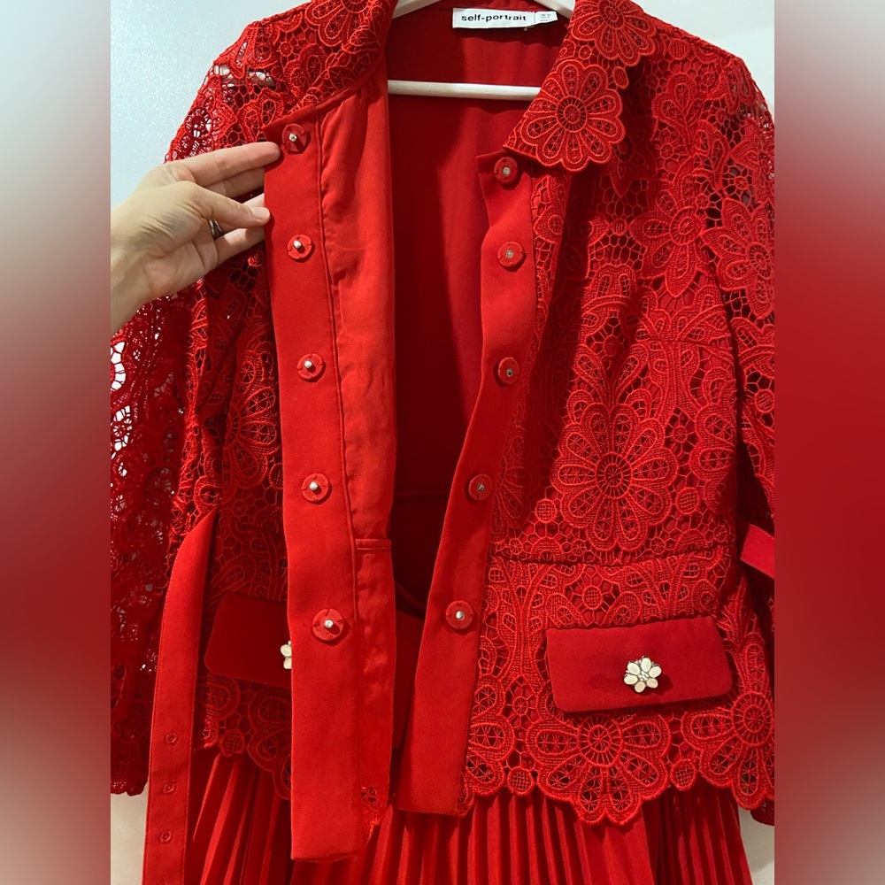 SELF-PORTRAIT Crystal Embellished Guipure Lace Minidress - Sz 8 - Picture 13 of 16